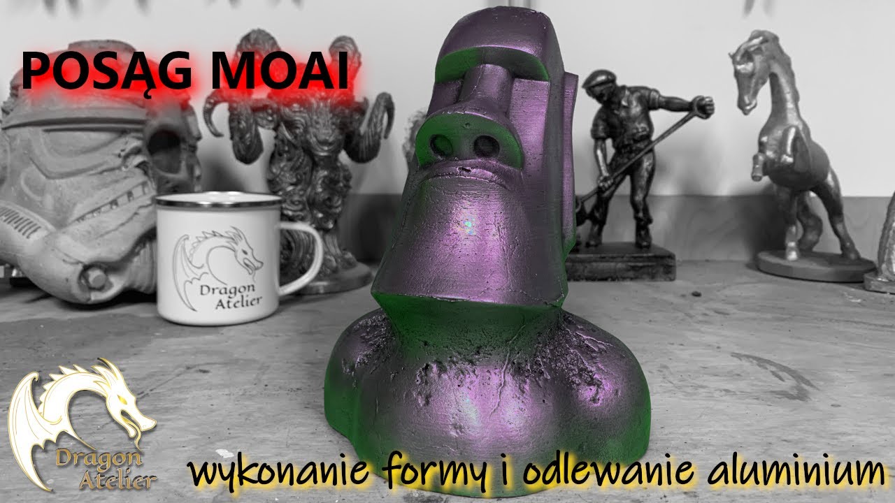 Posąg MOAI z Wyspy Wielkanocnej - przetop i odlewanie aluminium wykorzystując formowanie ceramiki