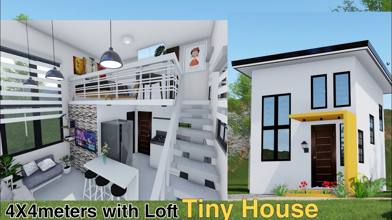 Tiny House with Loft Design Idea (4x4 Meters) | HousePH