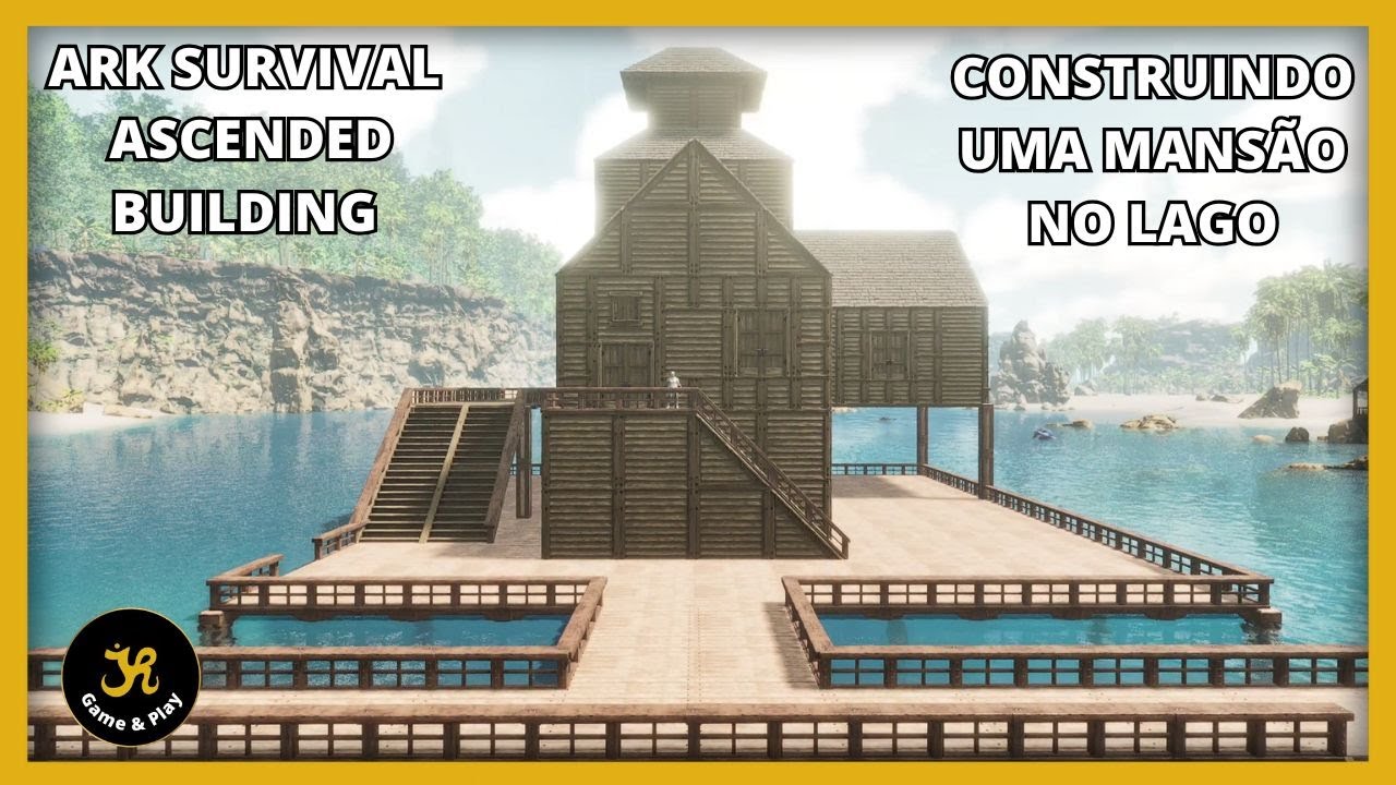 ARK SURVIVAL ASCENDED - CONSTRUINDO UMA MANSÃO NO LAGO - Mapa The Island #arksurvivalascended