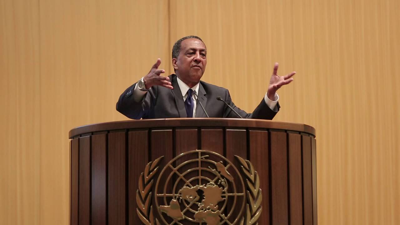 Zemedeneh Negatu speaking at UNIDO Investment Forum in Addis Ababa