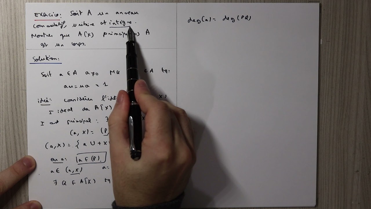 A[X] principal implique A est un corps