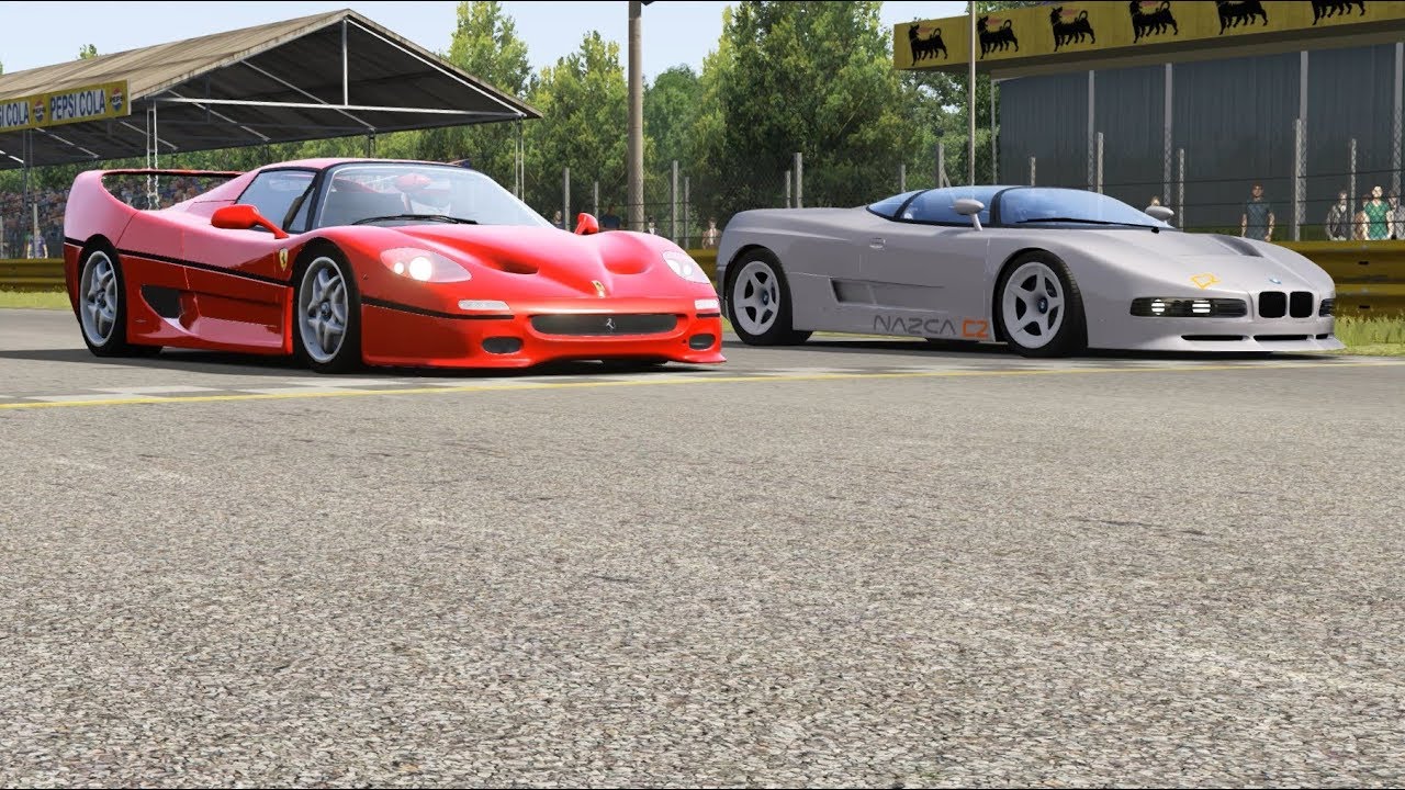 Ferrari F50 vs BMW Italdesign Nazca C2 at Monza Full Course 1966