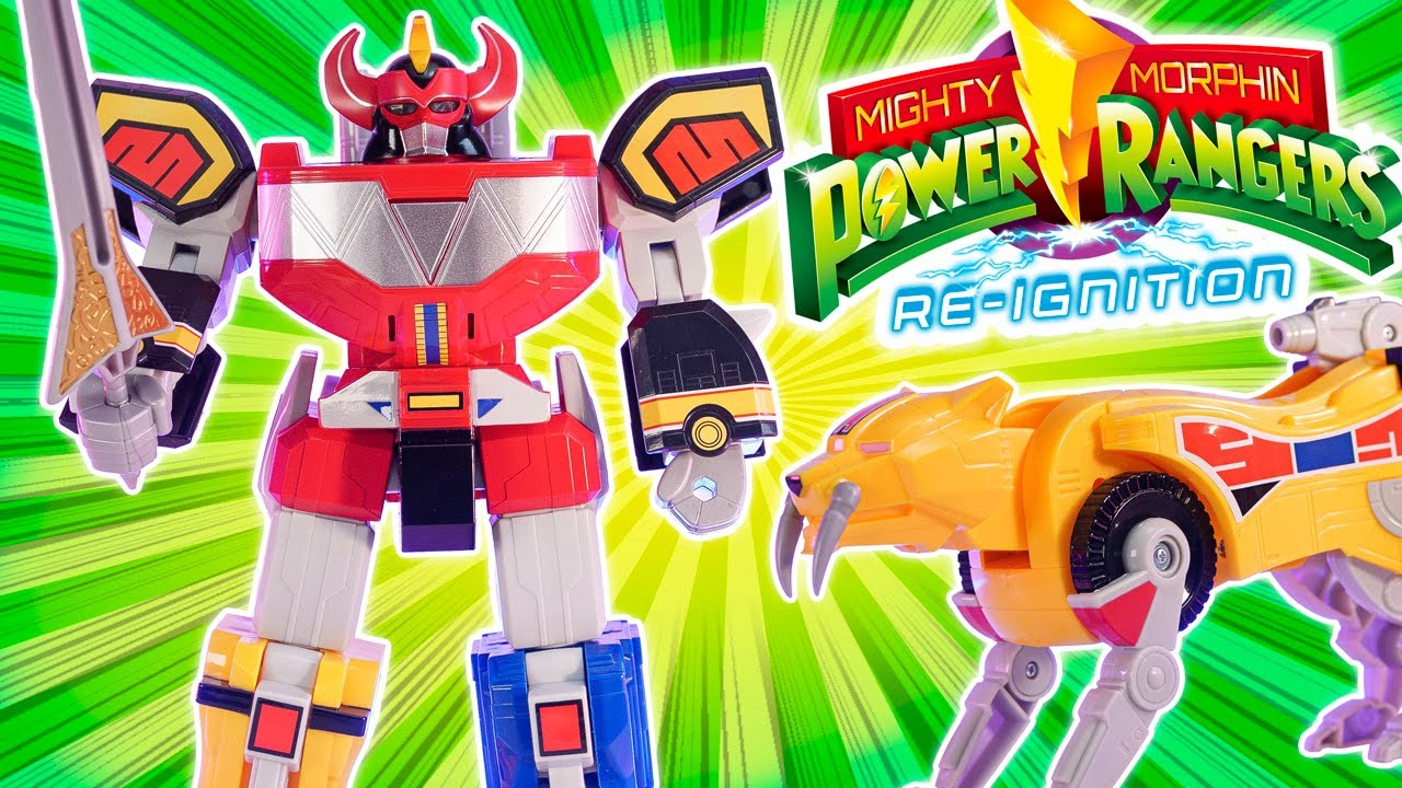 Le MEGAZORD et le ZORD Sabertooth des POWER RANGERS MIGHTY MORPHIN Re-Ignition