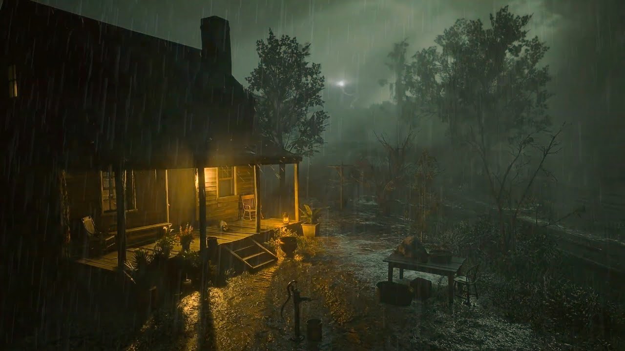 A Quiet Farm in the Storm 🏡🌧️ Soothing Rain & Thunder Sounds, RDR2 Inspired ASMR 10H