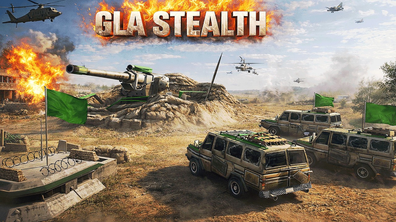 Танк GLA Stealth против 3 китайских танков - Command & Conquer Generals Apocalyptic