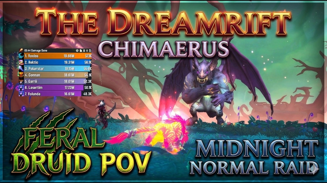 Feral Druid POV Normal The Dreamrift Chimaerus | WoW Midnight Season 1 Raid 12.0
