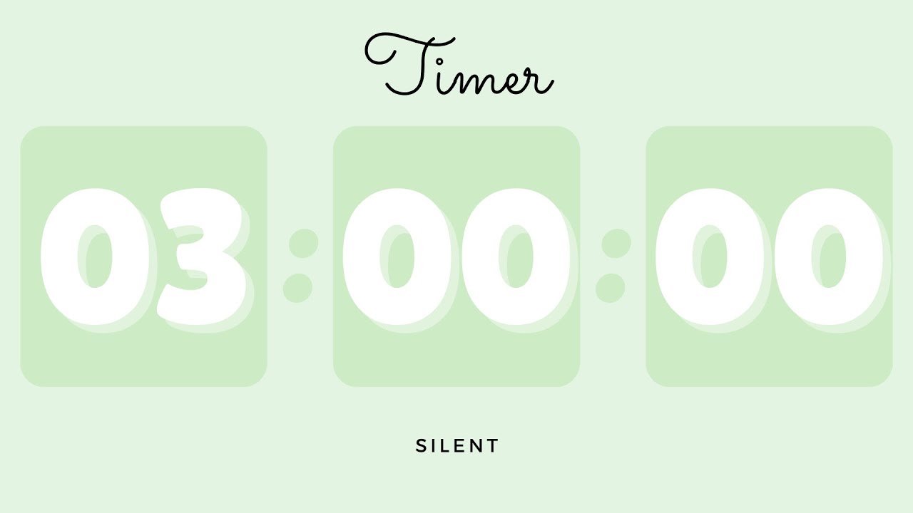 ☘️ 3 Hours Silent Timer with Cute Ending Alarm | Pastel Green Timer