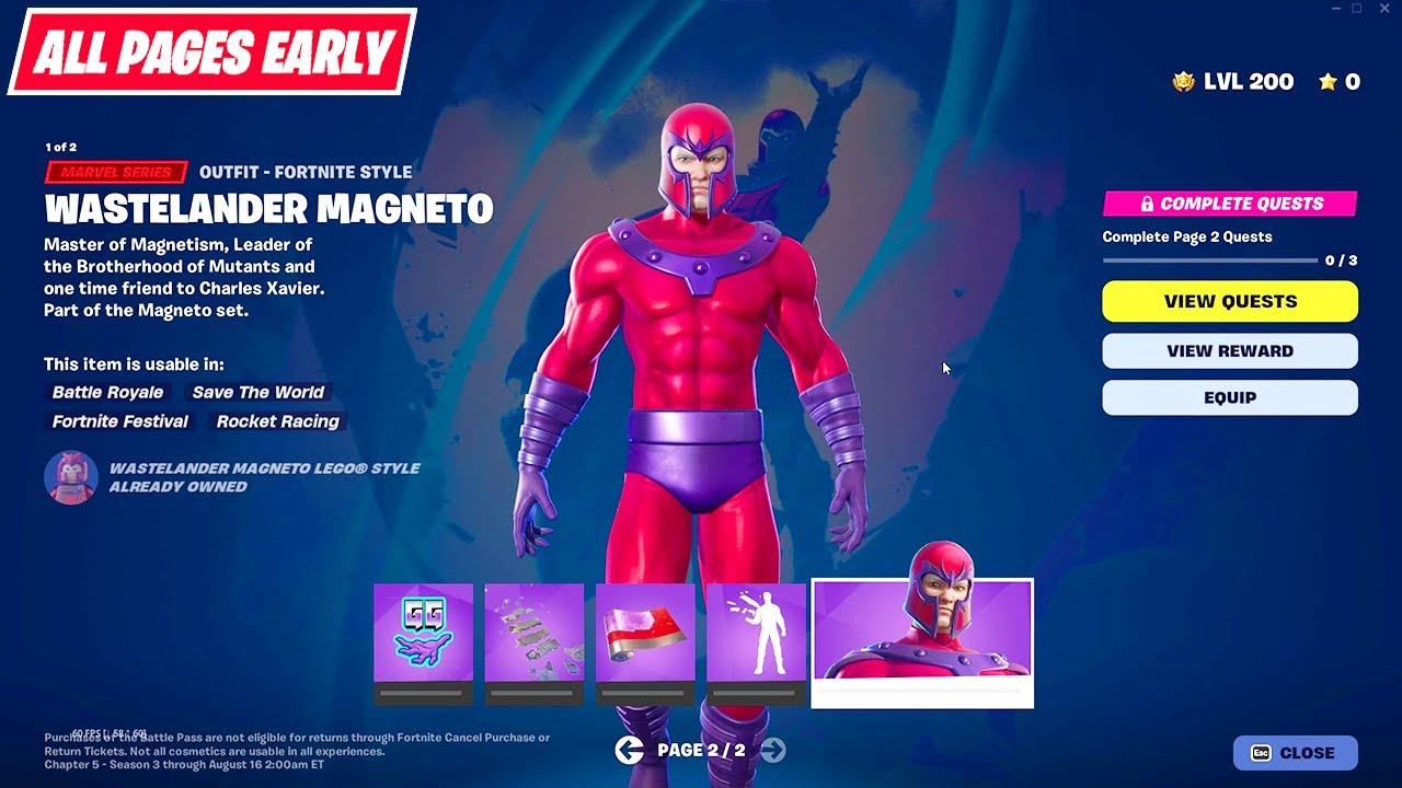 Ранняя презентация страниц наград Magneto