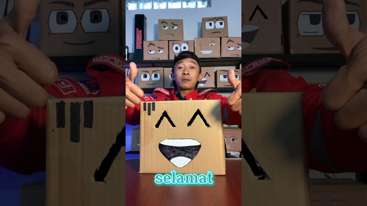 Tutorial cara membuat kepala kardus motif senyum 