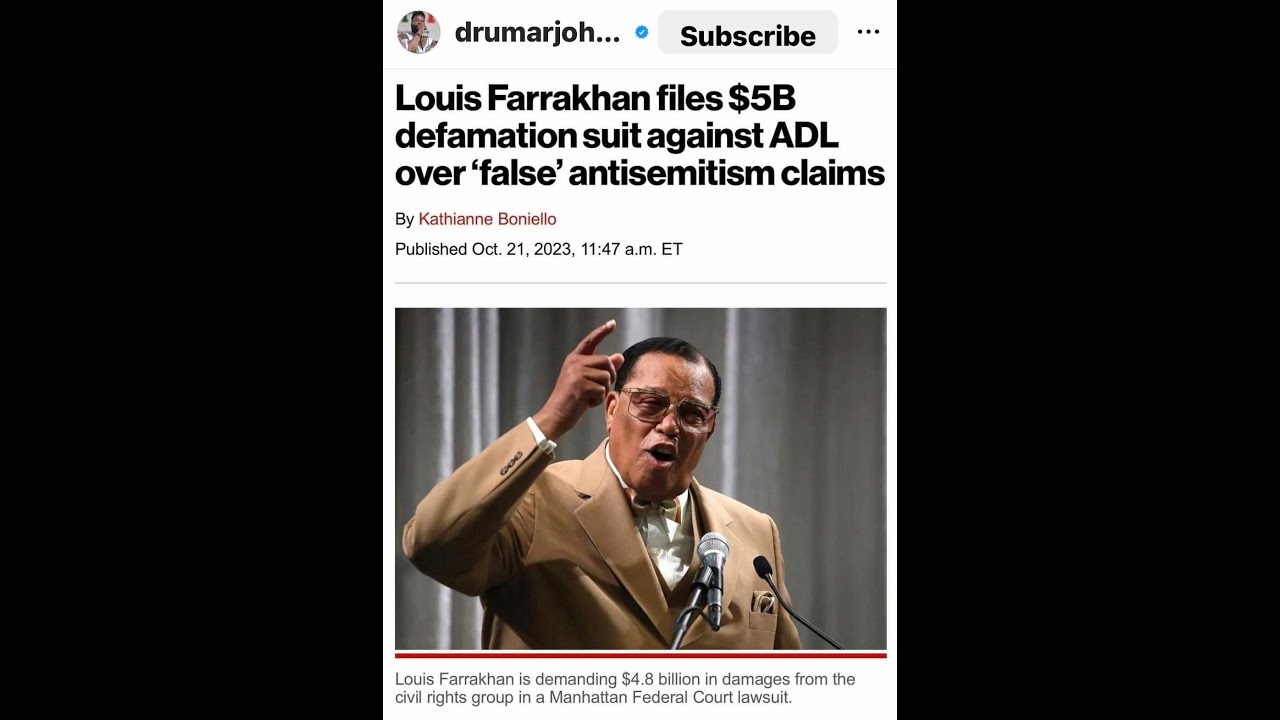 Jewish Anti-Defamation League Calls Nation Of Islam $5 Billion Lawsuit BOTH Nonsensical & Frivolous