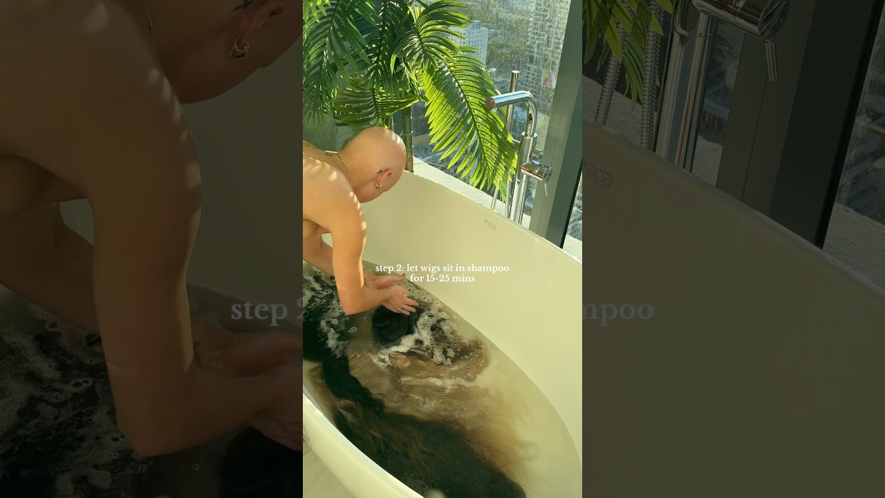 Wig washing tutorial #wigs #wigwashing #asmr #wighelp #humanhairwig