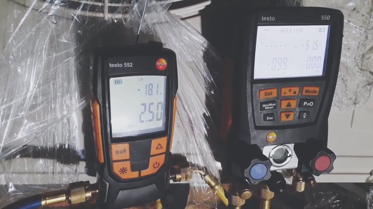 Использование вакуумметра TESTO 552 и манометра TESTO 550.