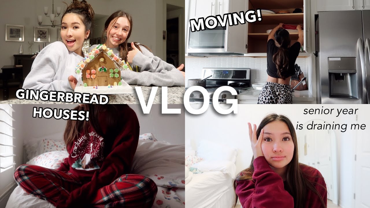 VLOG: packing/moving + gingerbread house building!! | VLOGMAS DAY 10