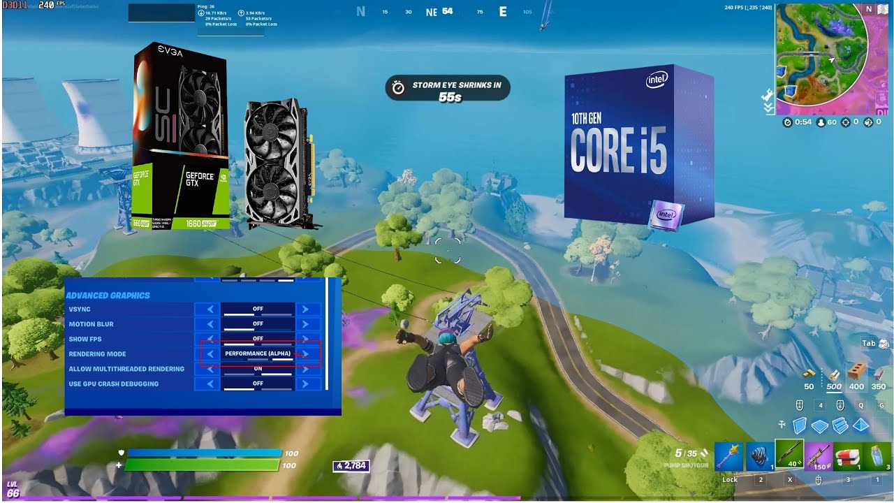 1660 S - i510400f - 16gb ram - Fps Fortnite Test (performance mode )