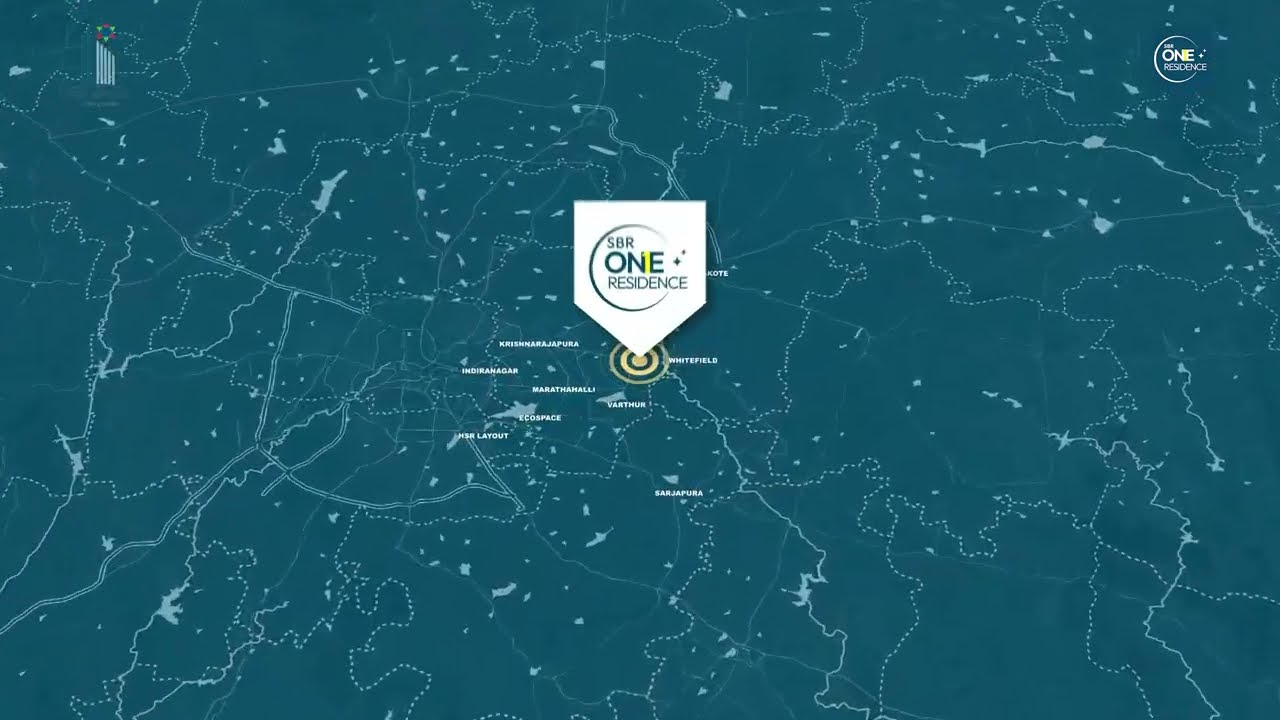 SBR One Residence Hopefarm, Whitefield | Drone Route Map from Budigere Cross | Aerial View