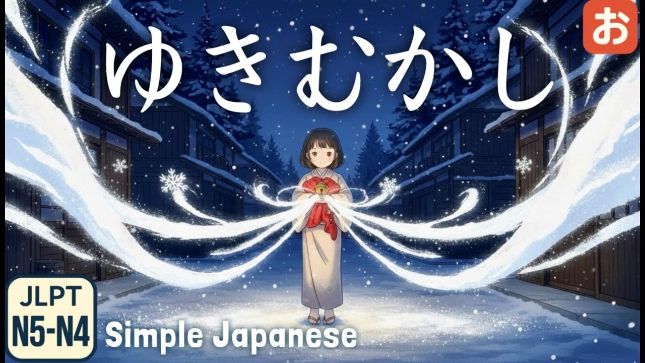 [Японская Сказка] YUKI MUKASHI – Почему снег белый?｜Простая японская история (JLPT N5–N4)