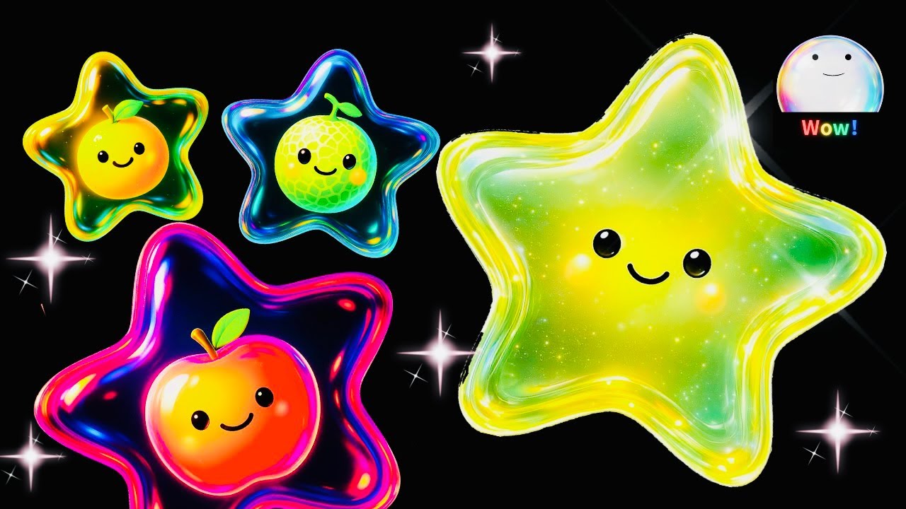 Baby Sensory【Glowing Crystal Fruit Stars🌠✨】Soothing　Jelly Lights for Babies