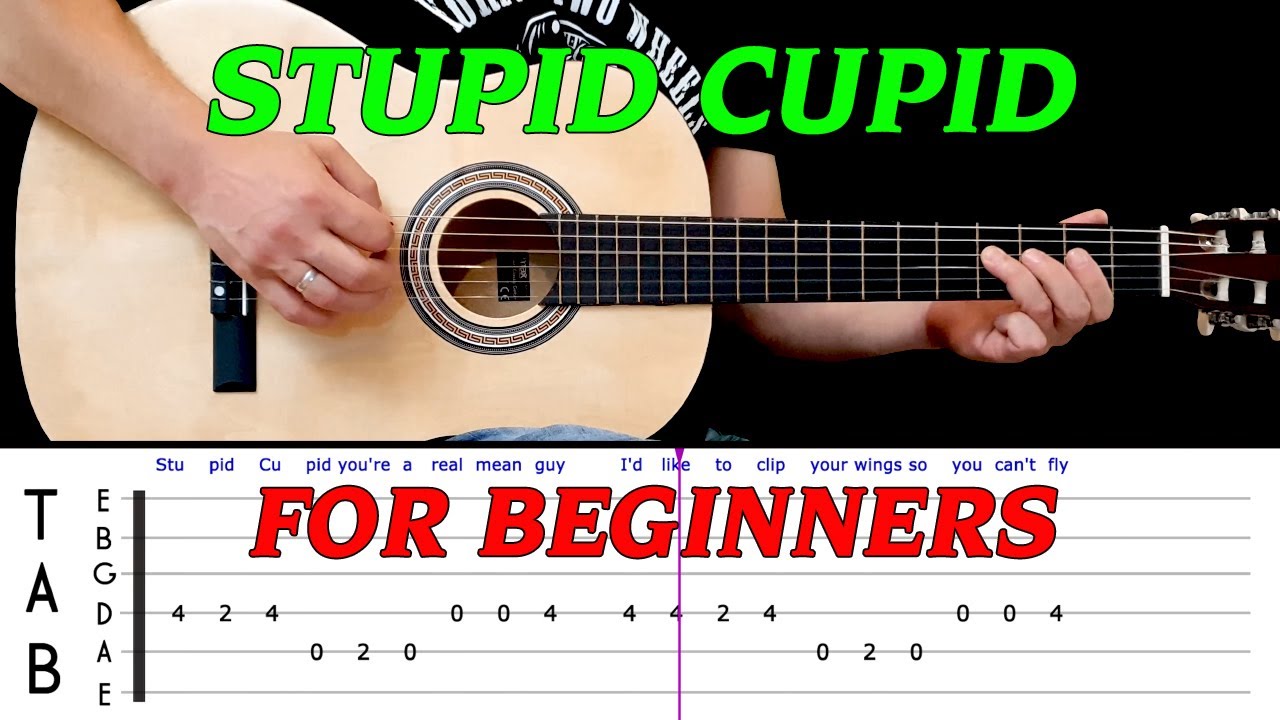 STUPID CUPID | Easy guitar melody lesson for BEGINNERS (with tabs) - Connie Francis