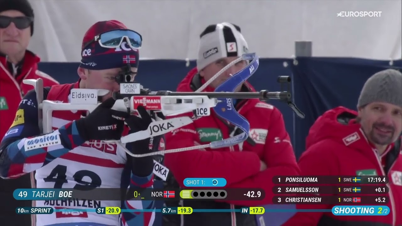 Tarjei B&oslash; INCREDIBLE standing shooting to win the race - Sprint Hochfilzen 2023