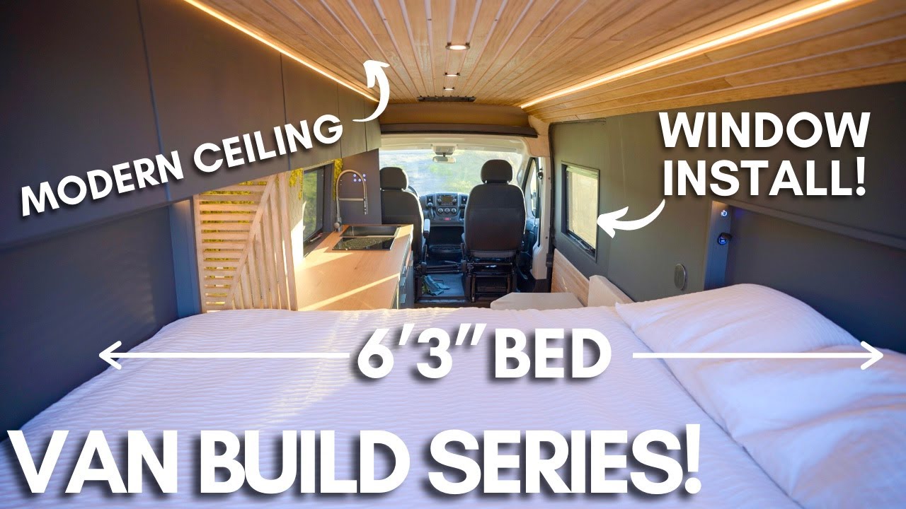 VAN BUILD | Insulation, Strapping & Windows | Side to Side Bed Flares! | MODERN Vanlife Conversion