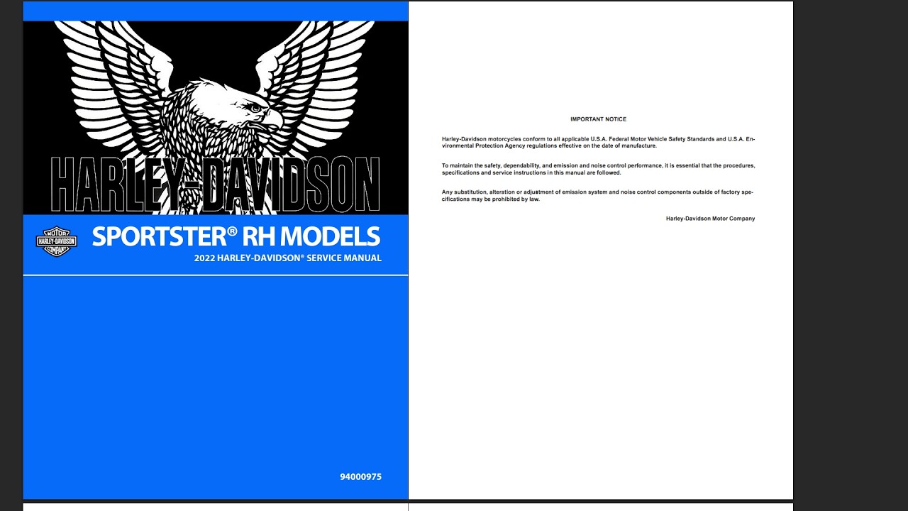 Harley Davidson Sportster-S RH Models 2022+ Service Workshop Repair Manual Download PDF