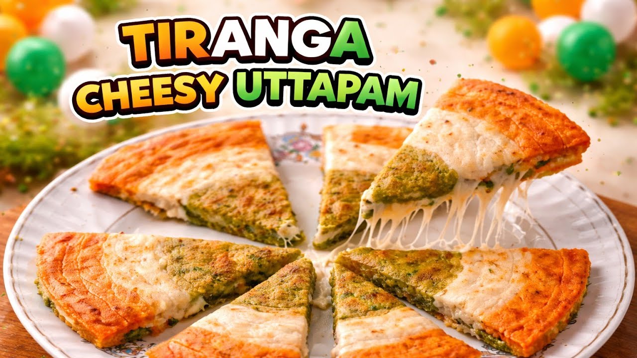 Cheesy Tiranga Uttapam 🇮🇳😍#recipe 