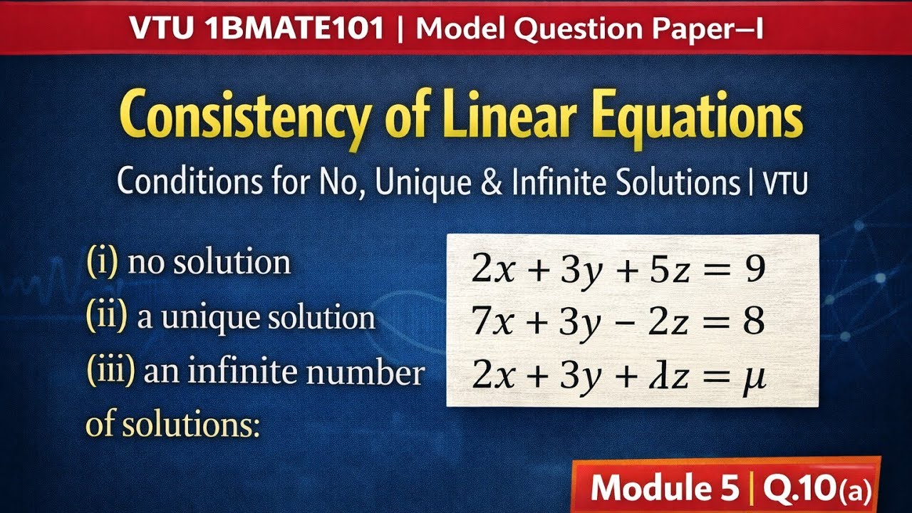 Consistency of Linear Equations | Q10(a) | Model Paper-I 2025 | VTU 1BMATE101