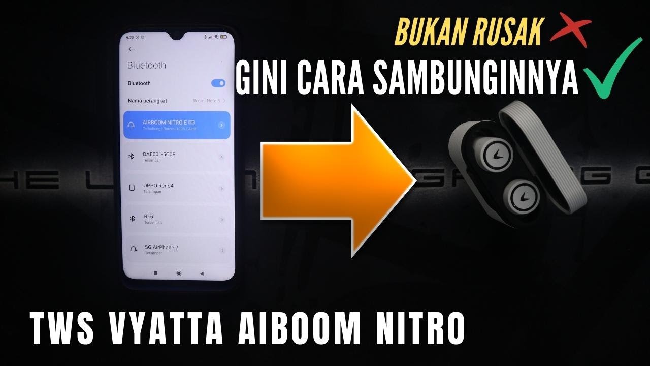 Cara Pairing TWS Vyatta Airboom Nitro
