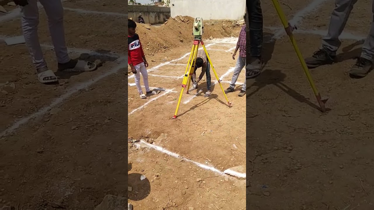 Building footings marking by total station instrument #shorts #construction
