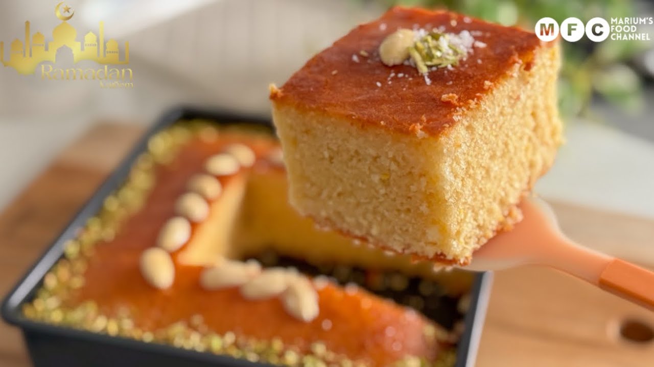Semolina Cake ( Basbousa)| Special Dessert  for Iftar ( Sweet & Moist Soji Cake)