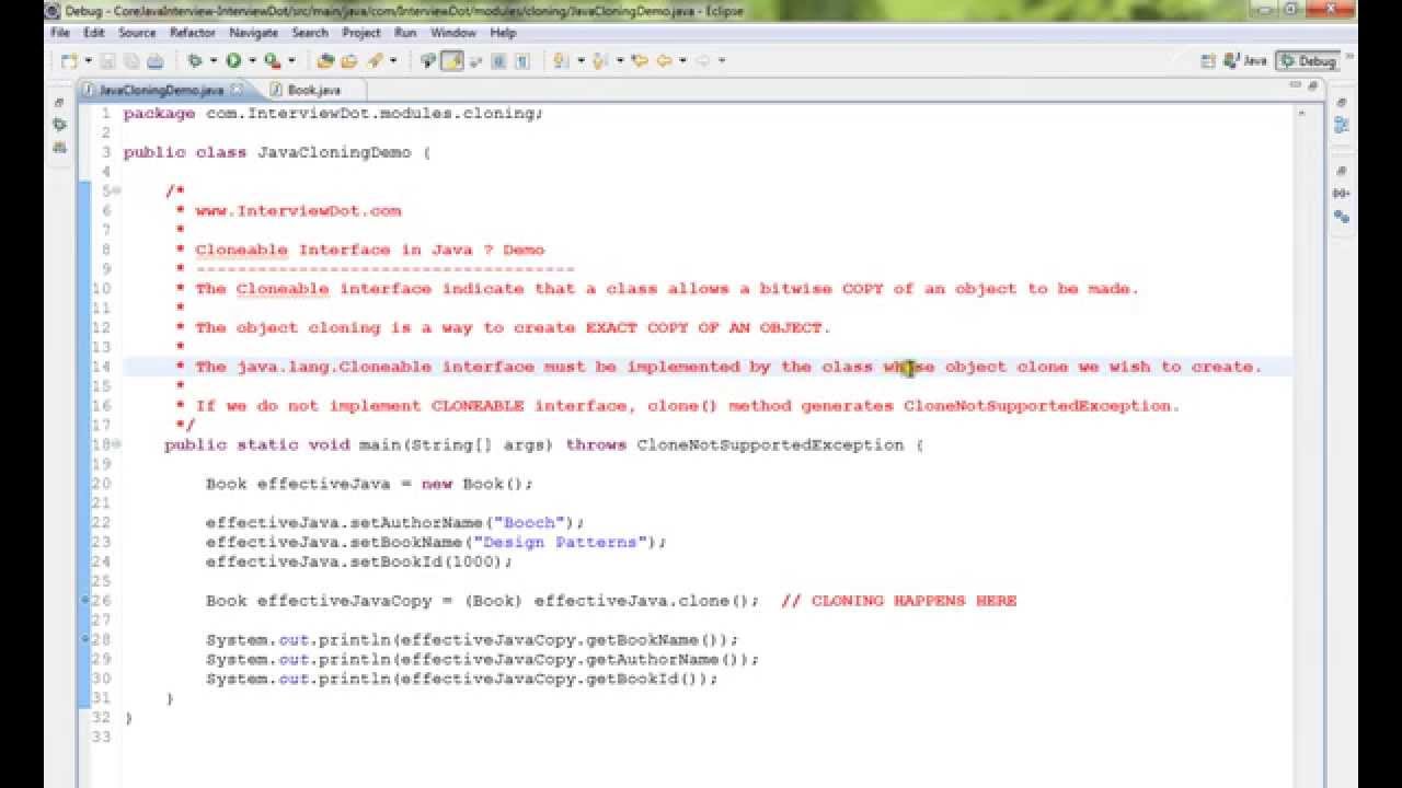 CLONEABLE INTERFACE IN JAVA DEMO