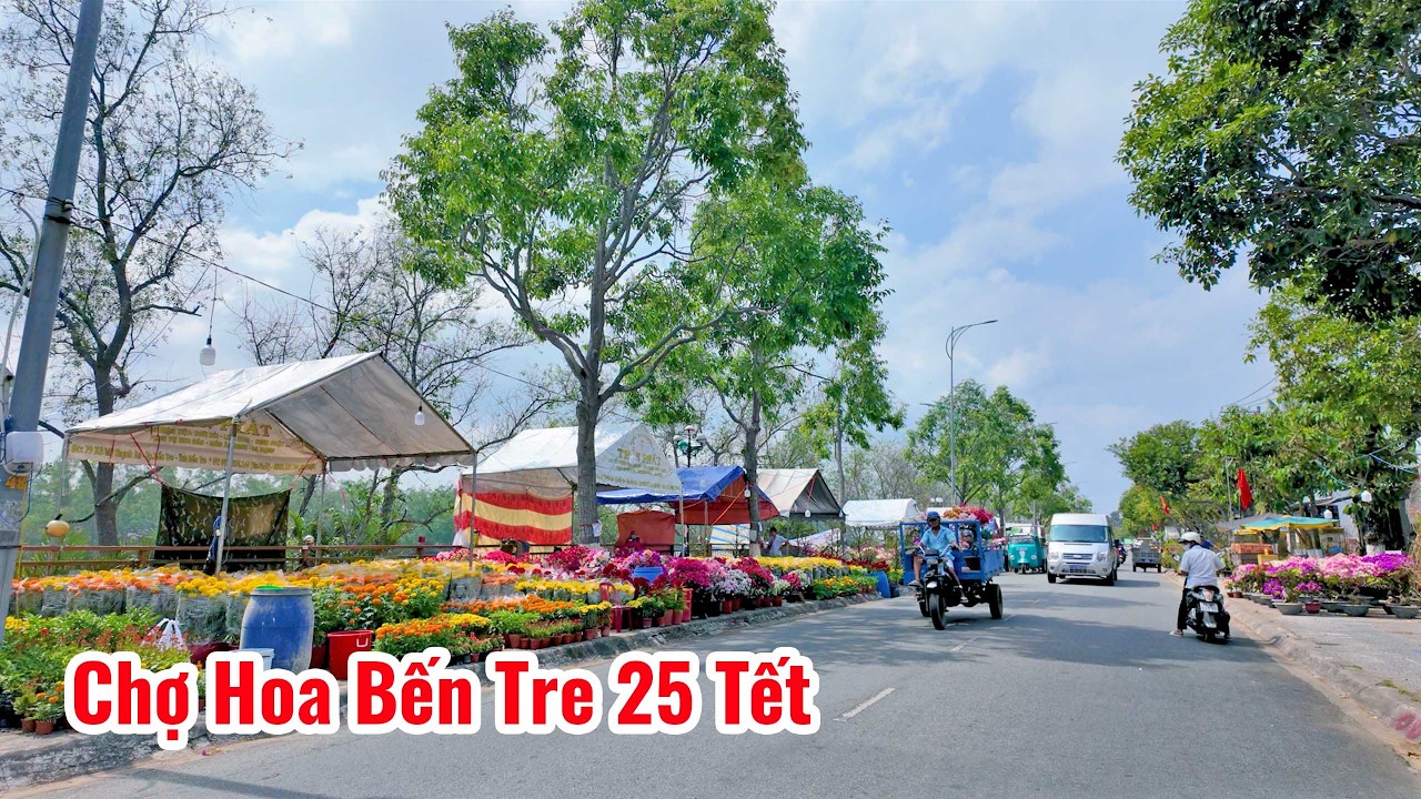 Chợ Hoa Bến Tre 25 Tết| Dưa hấu hoa tết đã lên kín chợ hoa