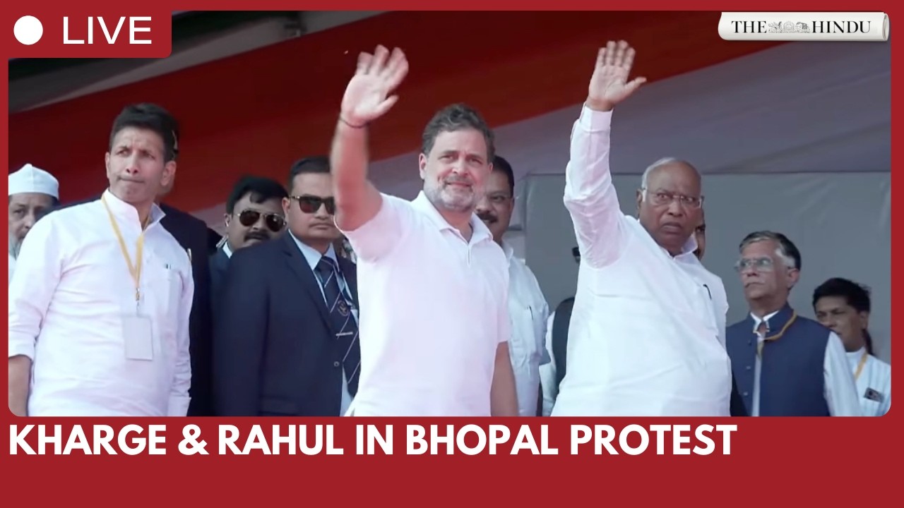 Mallikarjun Kharge, Rahul Gandhi lead farmers&rsquo; protest at Bhopal kisan maha chaupal
