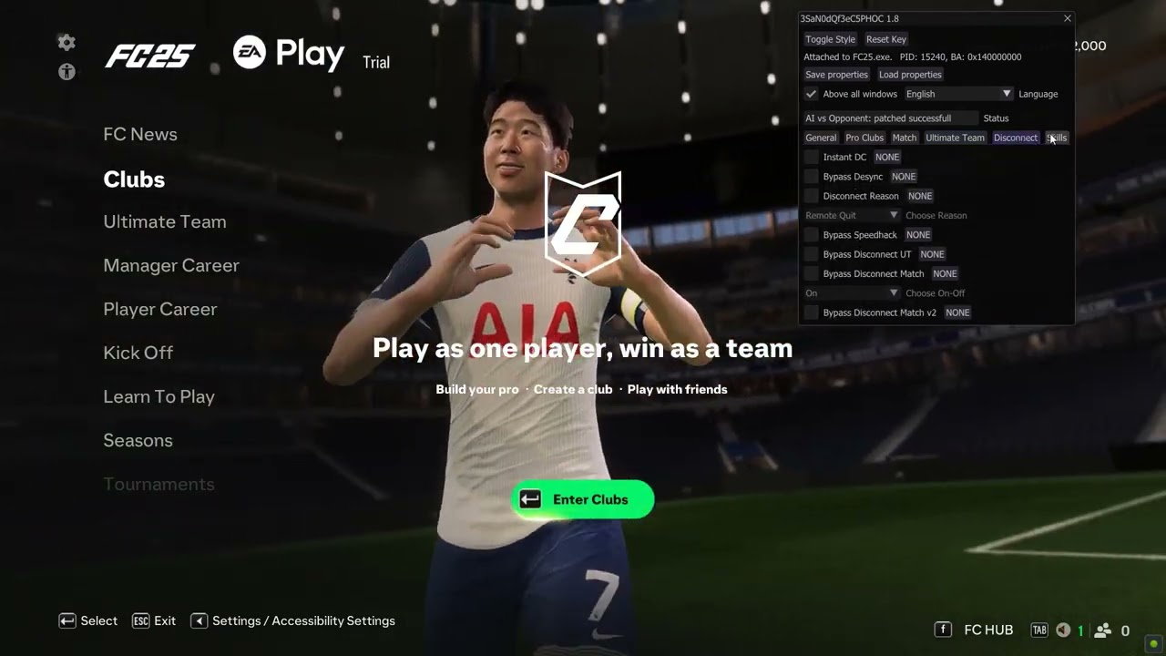 Fifa EAFC 25 Cheats - DIVISION RIVALS SPOOFER, GREEN TIME FINISHING,99 OVER PRO CLBS, TP WIN