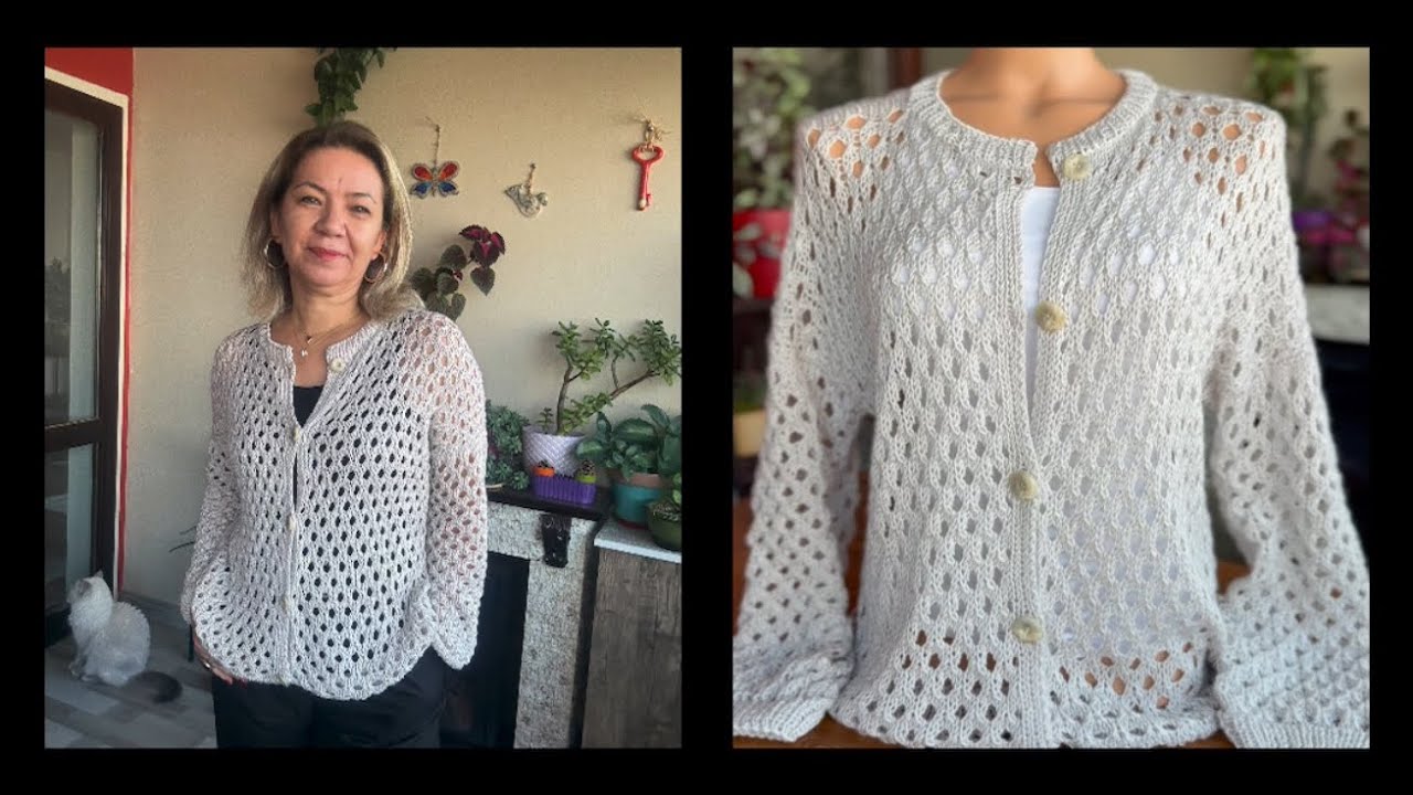 Ajur hırka tarifi🥰 Bal peteği modeli..