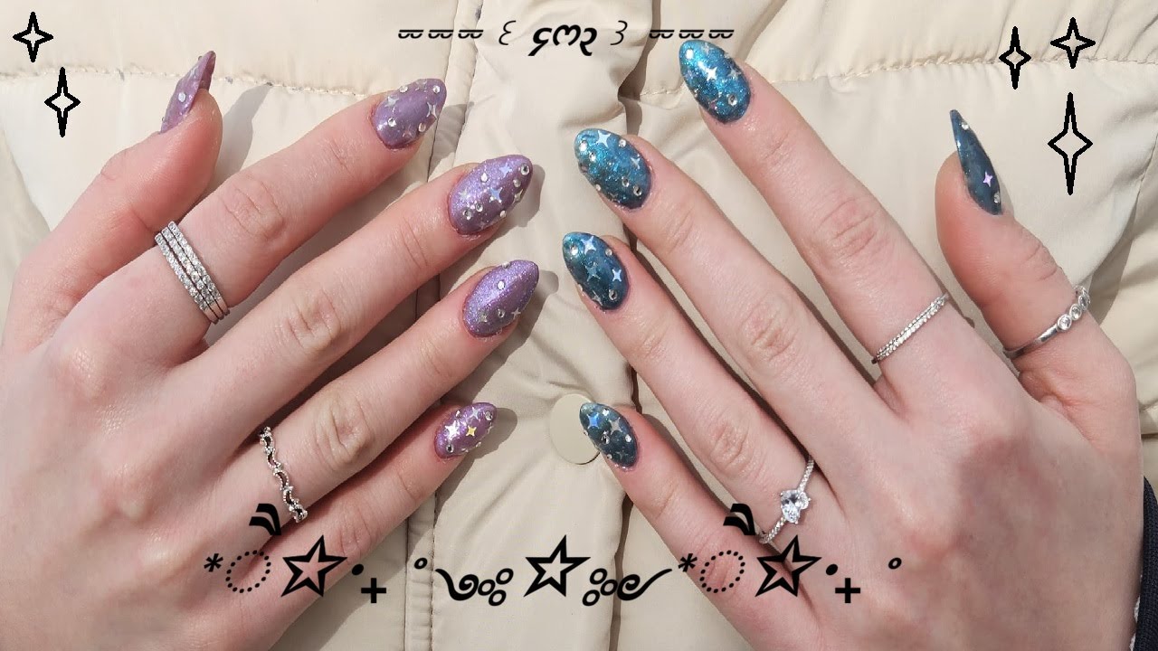 ⋆♡⋆CAT EYE AND STARS NAILS⋆♡⋆