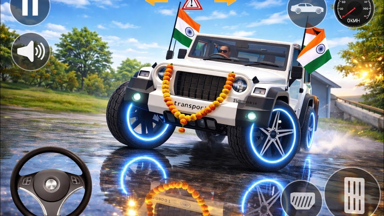 Indian White Thar with Neon wheels 🇮🇳🔥 ! Modified mahindra thar | car driving game full gameplay 