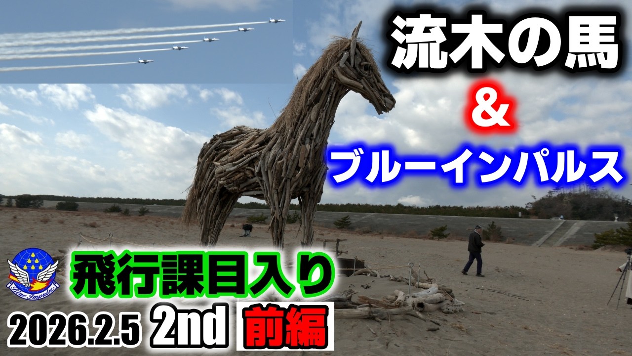 【ブルーインパルス＆流木の馬】前編 2026.2.5 2nd 東松島市野蒜海岸 飛行課目入り｜松島基地上空訓練 ライブ配信ダイジェスト版