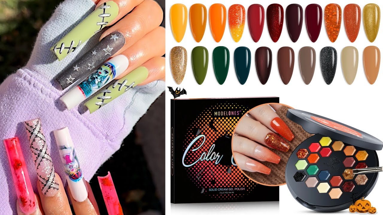 New MODELONES Color Cubes! + NAIL ART PRINTER | Monster High Halloween Nails Spooky 123go XXL Square