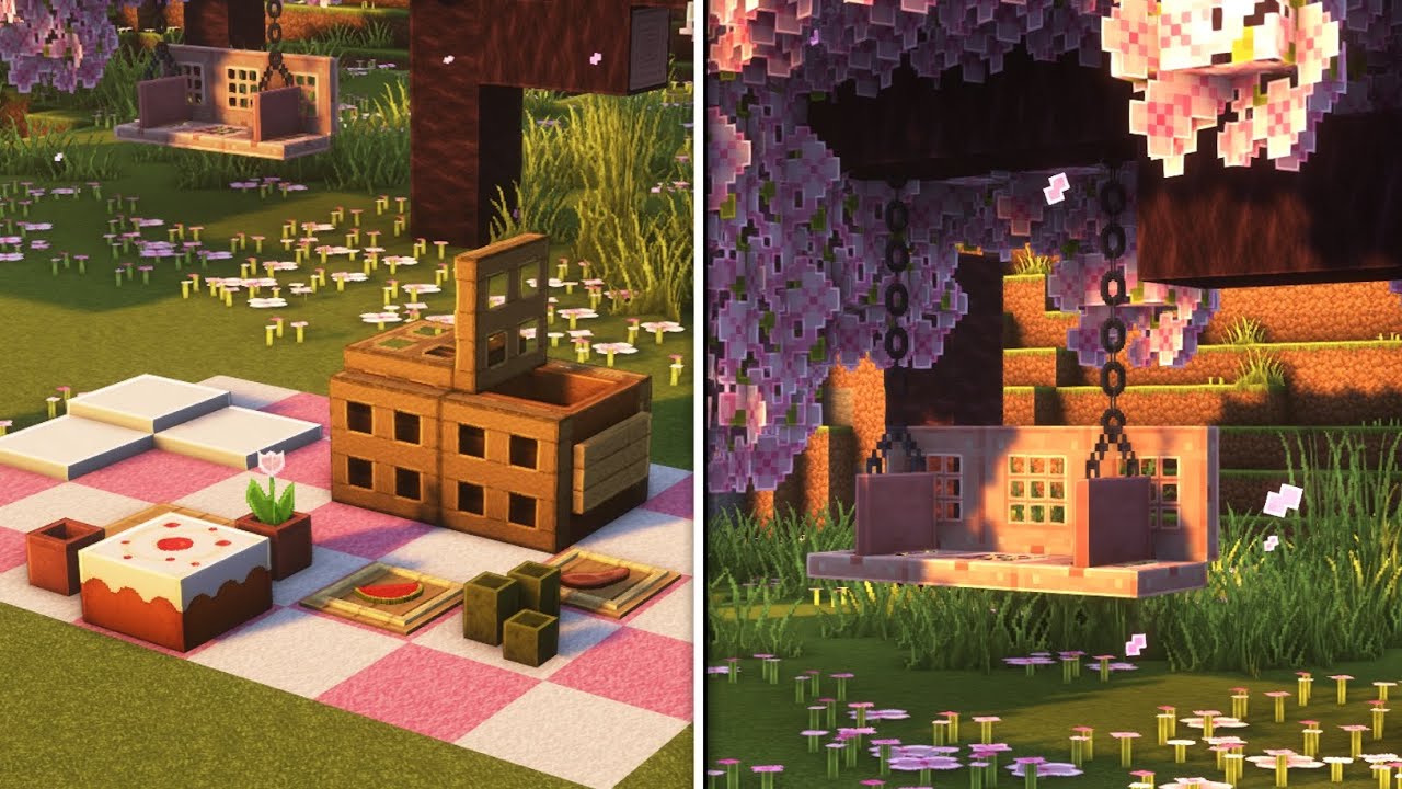 Minecraft 1.20 : 5 Cool Picnic Build Hacks In Cherry Grove Biome