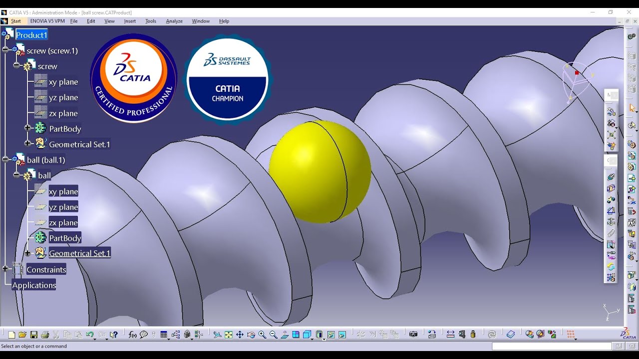 CATIA v5 How to move a ball along a curve in two examples