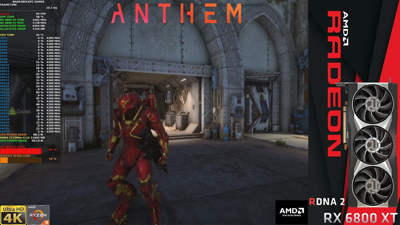 Anthem Max Settings Native 4K | RX 6800 XT | Ryzen 9 3950X