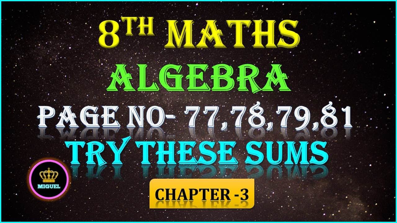 8th Maths Chapter-3 Algebra Try These Sums Page No- 77,78,79,81 | TN 8th Maths Try These Sums Tamil