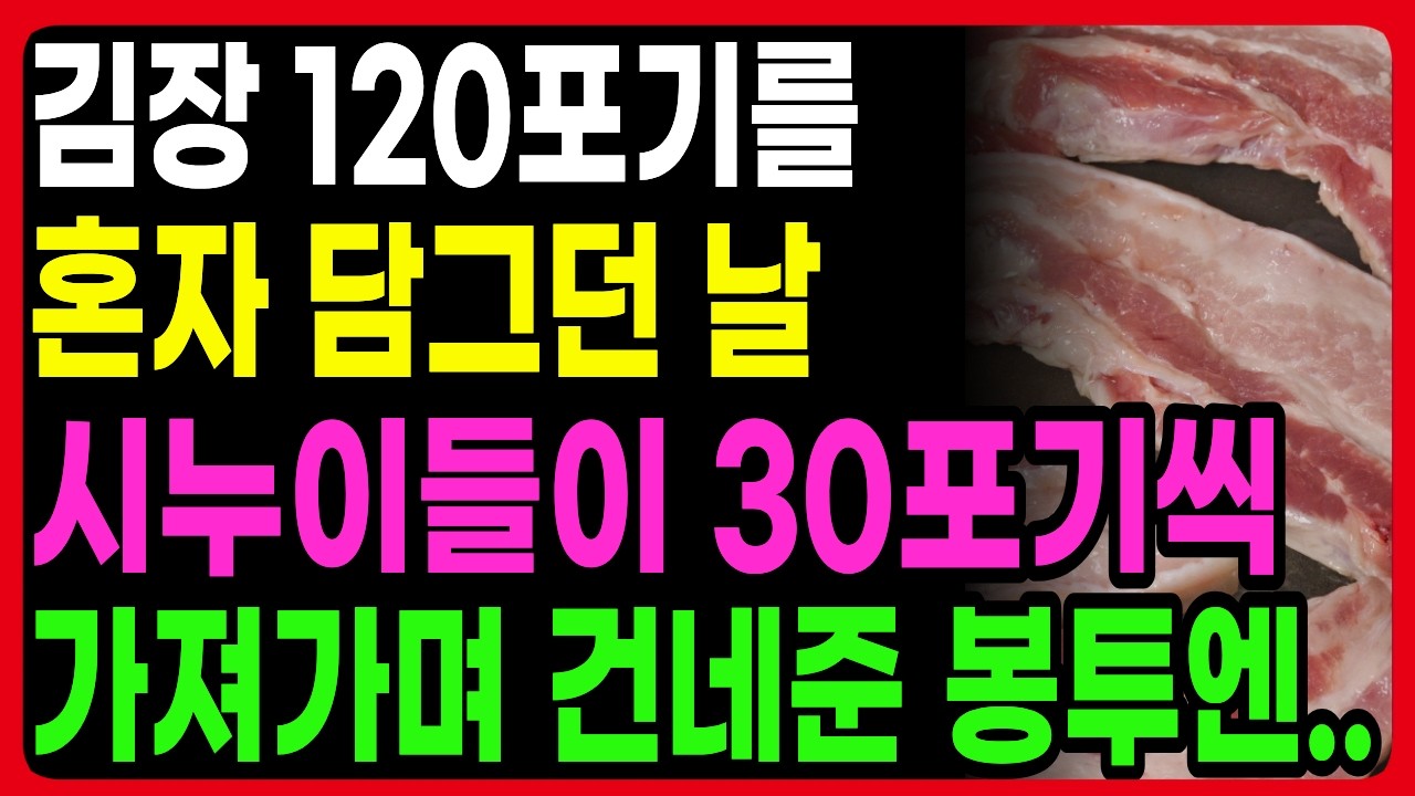 김장 120포기 혼자 담그던 날 시누이가 건넨 봉투의 정체