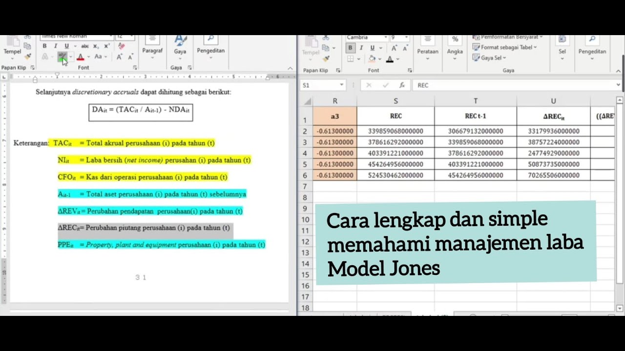 Cara Tabulasi Manajemen Laba Discretionary Accruals The Modified Jones Model (Tidak susah kok)