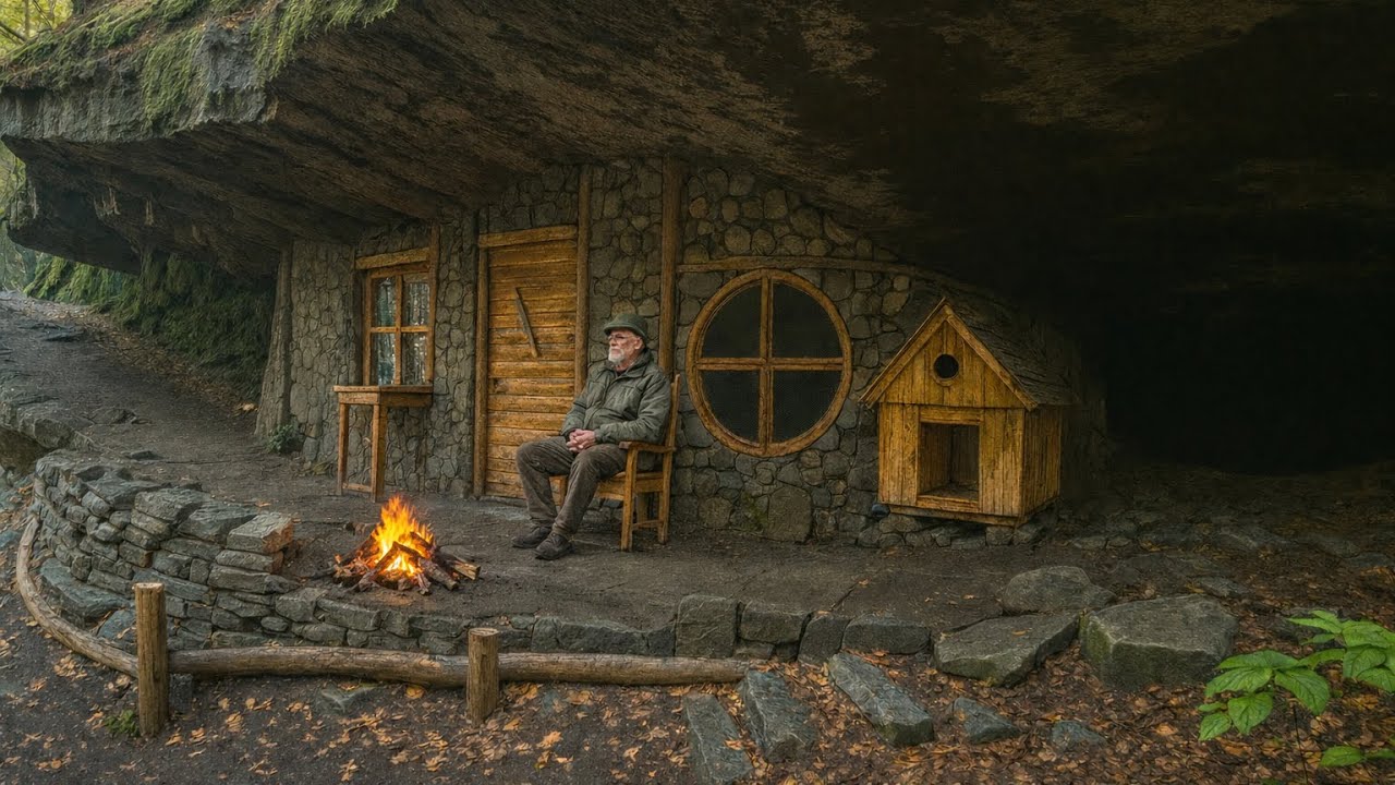 Design a sturdy wooden door wall and build a long-lasting life in the cave.
