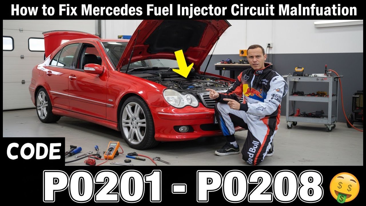Как устранить неисправности цепи топливных форсунок Mercedes, коды ошибок P0201, P0202, P0203, P0...