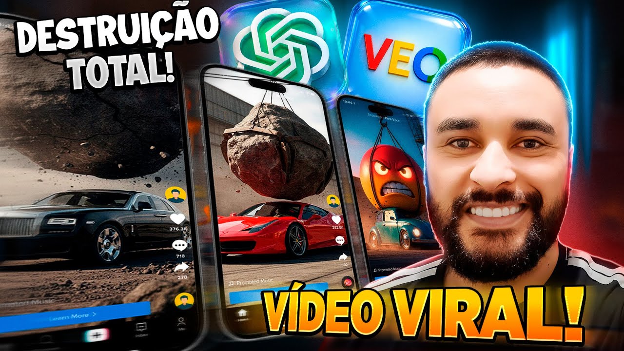 Como Criar VÍDEOS VIRAIS com IA 🔥 Carros Sendo DESTRUÍDOS (Shorts & TikTok)