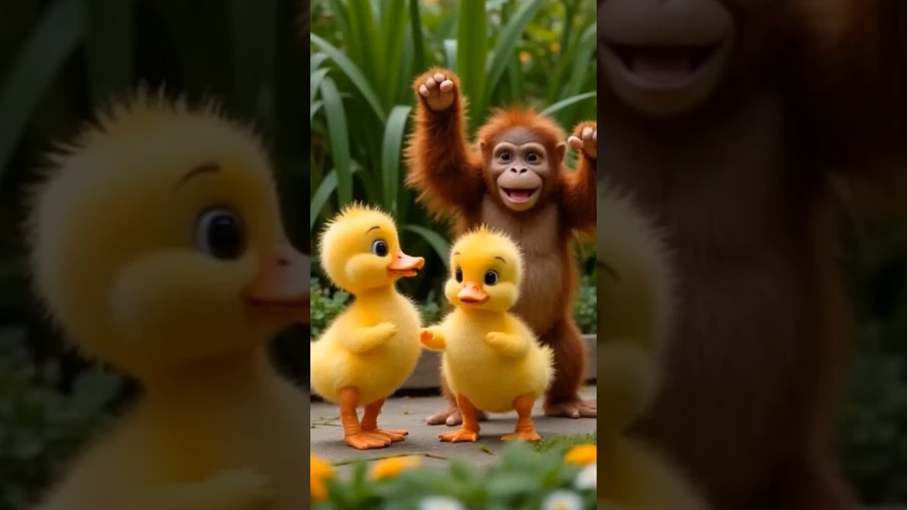 cute orangutan dances with ducks. #duck #duckshorts #duckstory #duckrescue