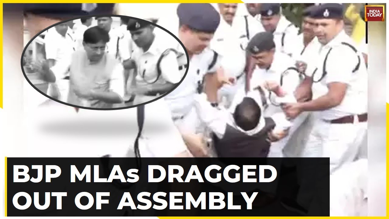 High Drama In Bihar Assembly For 2nd Day As BJP MLAs Dragged Out Of Assembly | Watch